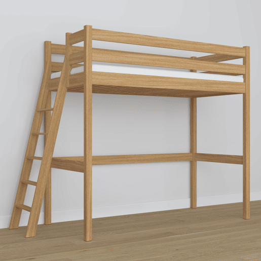 Cama mezzanine de carvalho N02 carvalho natural