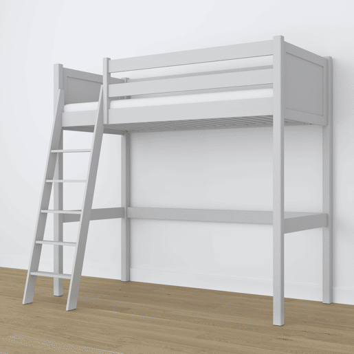 Cama alta de madeira N04 cinza