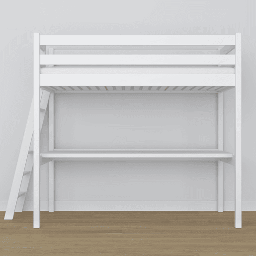 Cama alta de madeira com secretária N02 branco Cama alta de madeira com secretária N02 branco