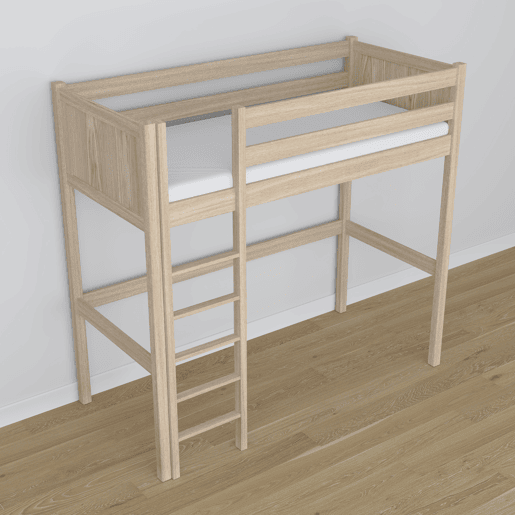 Cama mezzanine de carvalho N06 carvalho branqueado