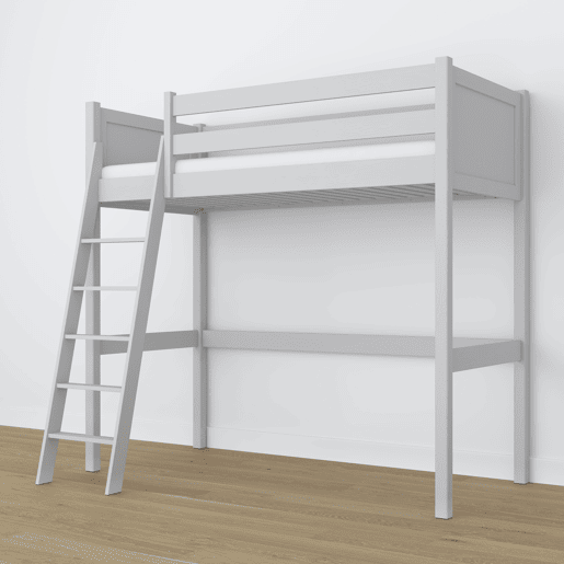 Cama alta de madeira N04 cinza