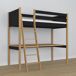 Cama alta de madera con escritorio N04 90x190 Cama alta de madera con escritorio N04 90x190 Negro