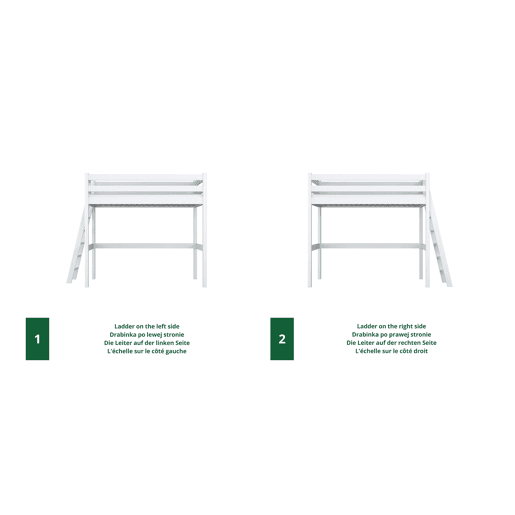 Cama alta de madeira N02 branco Cama alta de madeira N02 branco