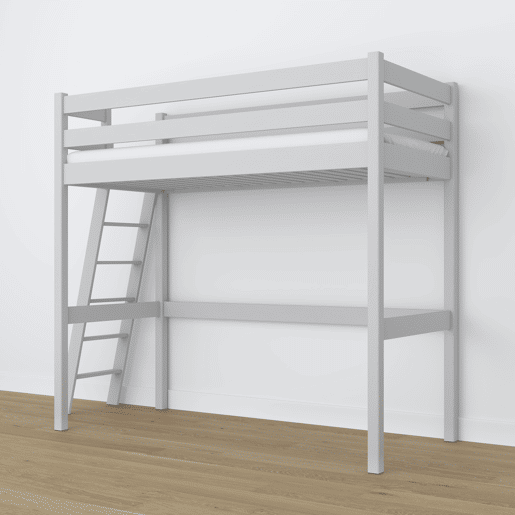 Cama alta de madeira N02 cinza