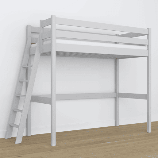 Cama alta de madeira N02 cinza