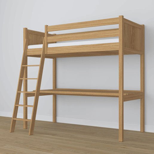 Cama mezzanine de carvalho com secretária N04 carvalho natural