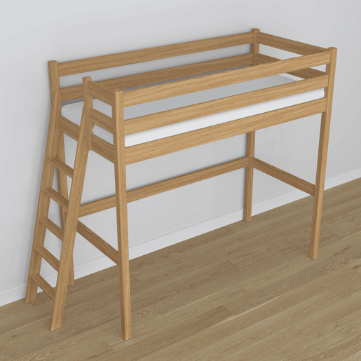 Cama mezzanine de carvalho N02 carvalho natural