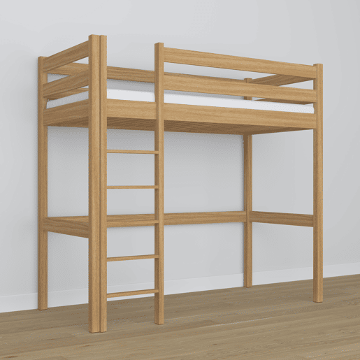 Cama mezzanine de carvalho N05 carvalho natural