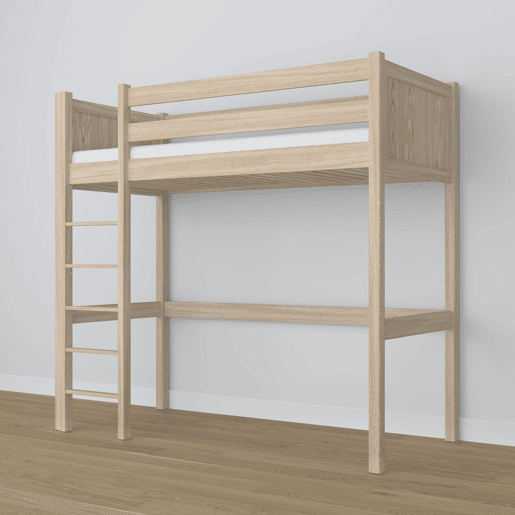 Cama mezzanine de carvalho N06 carvalho branqueado