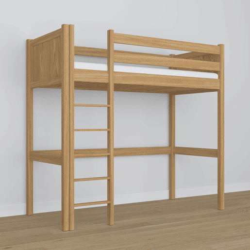 Cama mezzanine de carvalho N06 carvalho natural