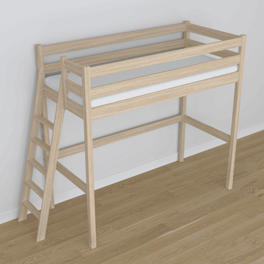 Cama mezzanine de carvalho N02 carvalho branqueado Cama mezzanine de carvalho N02 carvalho branqueado