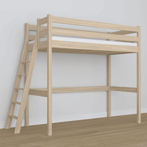 Cama mezzanine de carvalho N02 carvalho branqueado Cama mezzanine de carvalho N02 carvalho branqueado