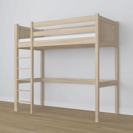Cama mezzanine de carvalho N06 carvalho branqueado