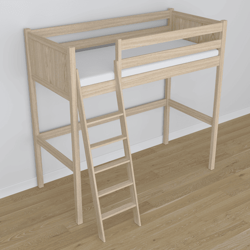 Cama mezzanine de carvalho N04 carvalho branqueado