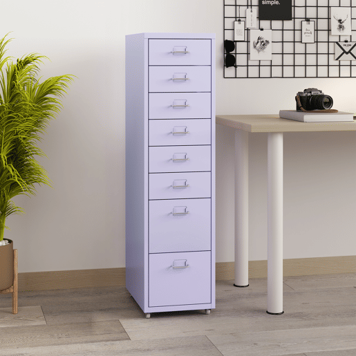 Armário de gavetas móvel Kökar com 8 gavetas 109x28x41 cm roxo en.casa