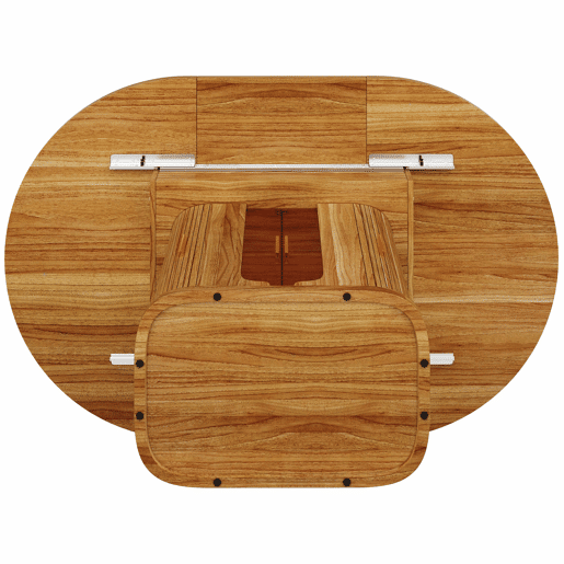 Mesa de jantar extensível de 118 a 158 cm u2013 redonda a oval, para 6 pessoas, com portas de vidro u2013 nogueira