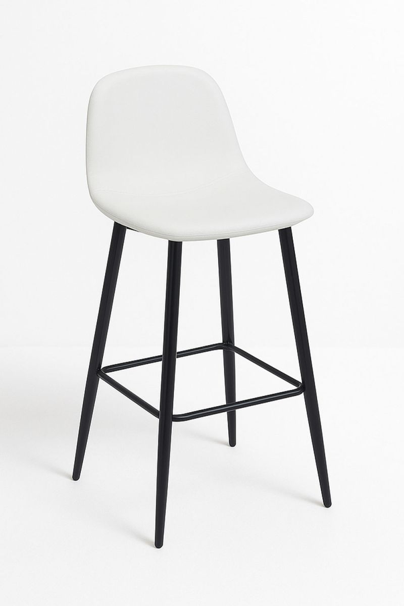Pack 4 taburetes black teok polipiel - blanco