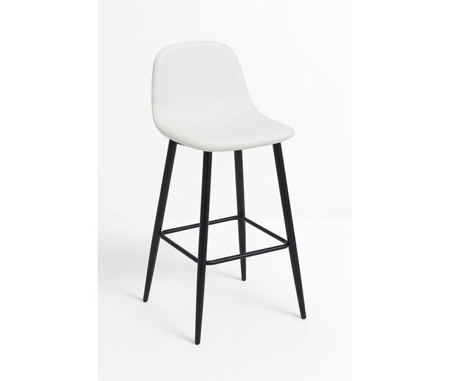 Pack 4 taburetes black teok polipiel - blanco