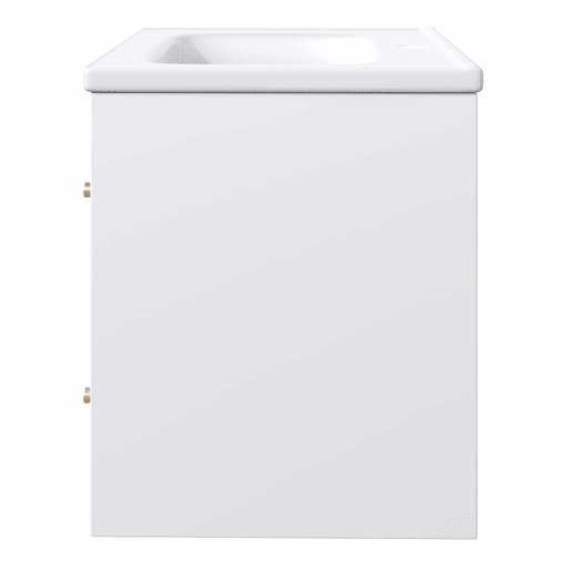 Móvel de casa de banho suspenso com lavatório - LED, porta de vidro estriado, puxadores metálicos, fecho suave - Branco