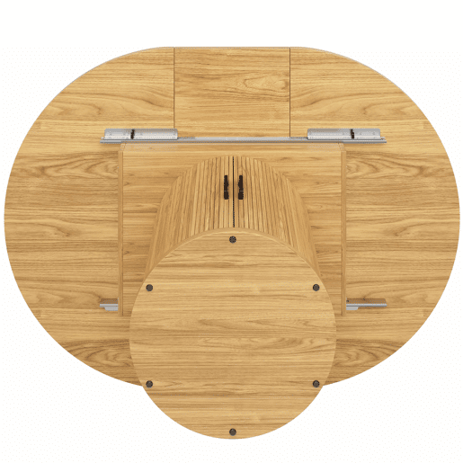 Mesa de jantar extensível - redonda a oval, 118-158 cm, para 6 pessoas - cor de madeira natural