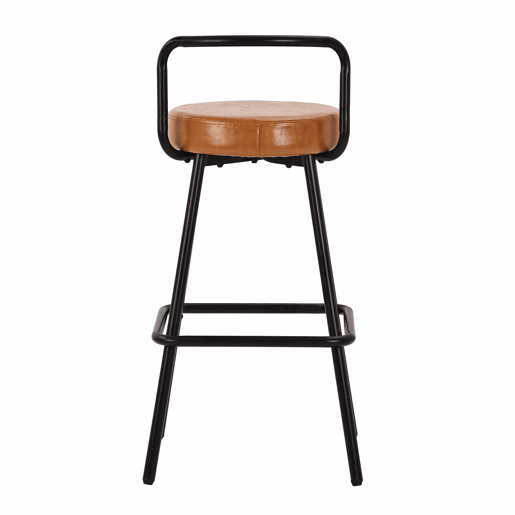 Banco de bar (6 unidades) - encosto ergonómico, couro PU resistente à água, pernas de ferro, apoio para os pés - castanho