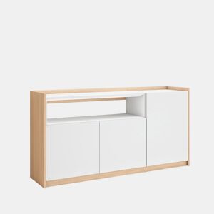 Aparador sala de jantar, Sala, Cozinha, Entrada, TV, 156x37x80 cm, 3 Portas, Armário arrumação, Estilo moderno, Branco e Carvalho soft
