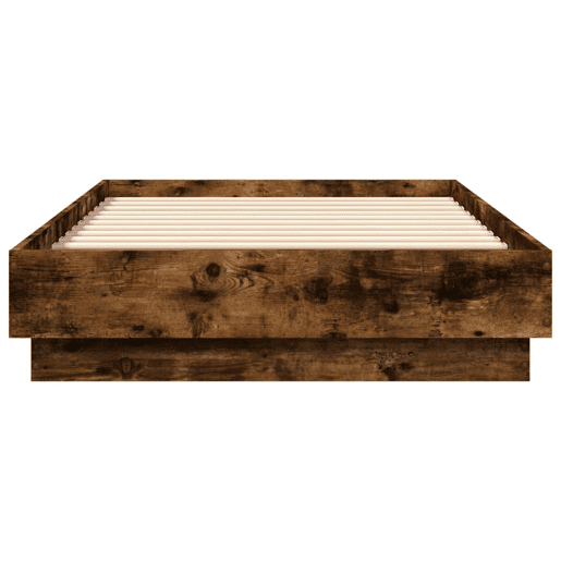 Estrutura de cama de solteiro para adultos com luzes LED 90x190 cm carvalho fumado