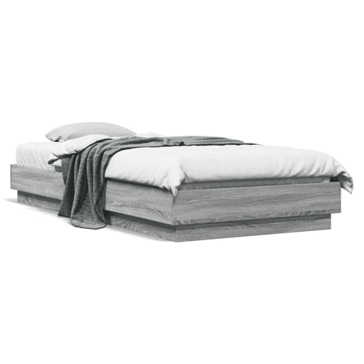 Estrutura de cama de solteiro para adultos com luzes LED 100x200 cm cinzento sonoma