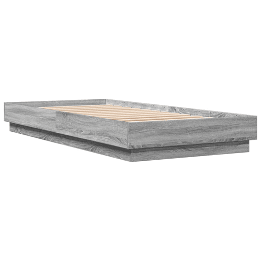 Estrutura de cama de solteiro para adultos com luzes LED 100x200 cm cinzento sonoma