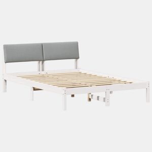 Estrutura De Cama De Casal Simple - Branco e cinza claro 140 x 200 cm