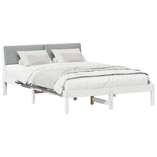 Estrutura De Cama De Casal Simple - Branco e cinza claro 140 x 200 cm