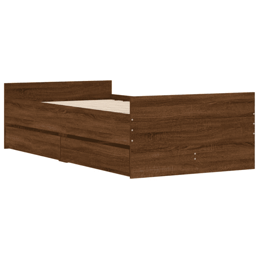 Estrutura de cama de solteiro para adultos solteiro pequena c gavetas carvalho castanho Estrutura de cama de solteiro para adultos solteiro pequena c gavetas carvalho castanho