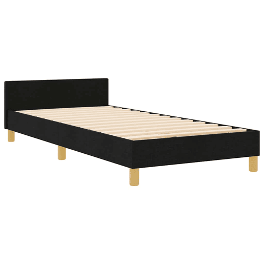 Estrutura de cama de solteiro para adultos com cabeceira Preto 80 x 200 cm tecido