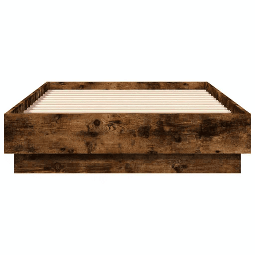 Estrutura de cama de solteiro para adultos com luzes LED 75x190 cm carvalho fumado