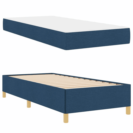 Estrutura de cama de solteiro para adultos com colchão Azul 80 x 200 cm tecido