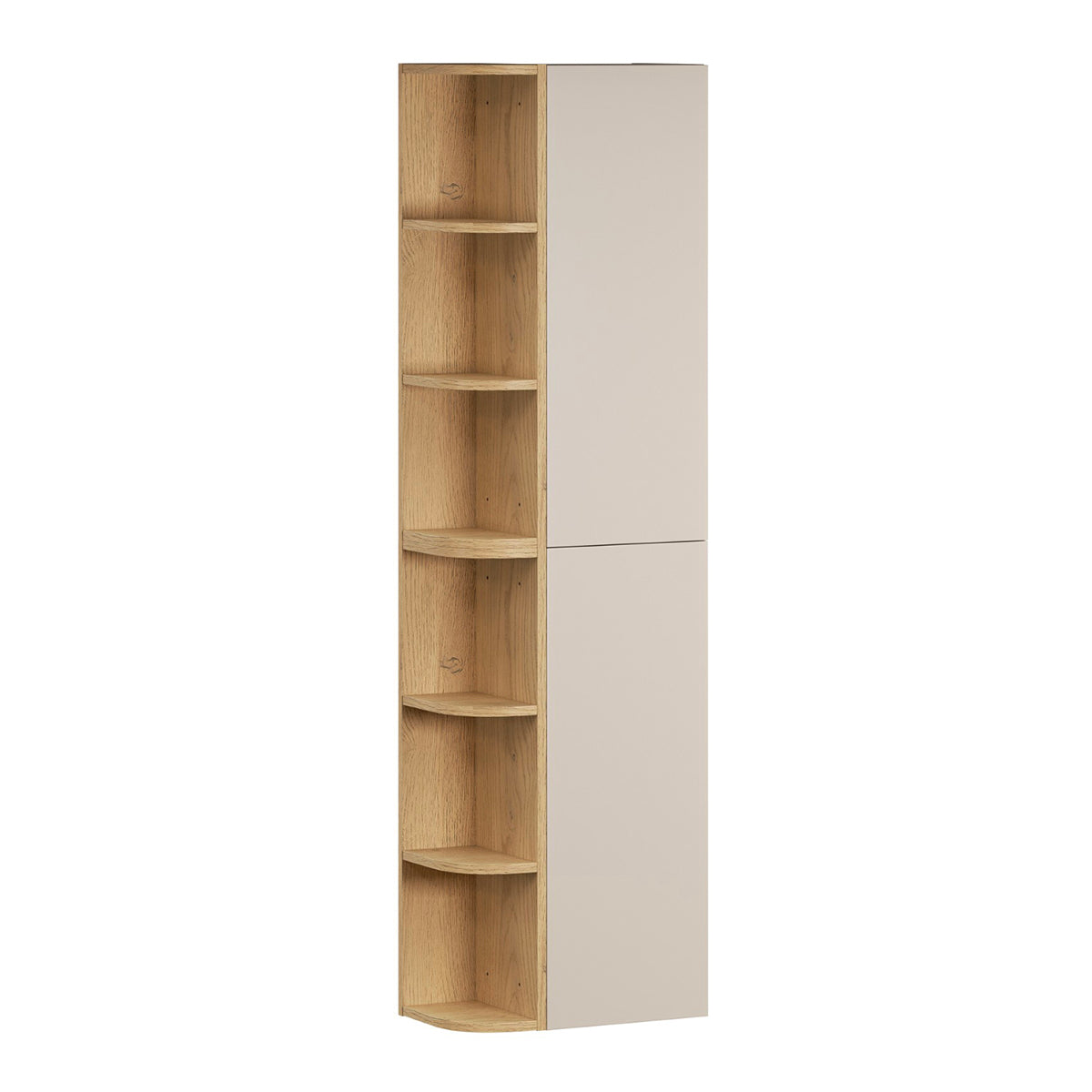 Columna de pared 2 puertas y compartimientos redondeados azel cachemira y madera