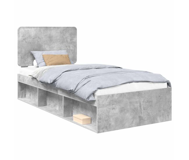 Estructura de cama individual para adultos - concreto 90 x 200 cm madera de pino macizo