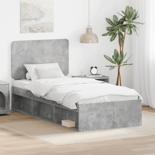 Estrutura de cama de solteiro para adultos com cabeceira Concreto 90 x 200 cm