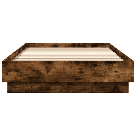 Estrutura de cama de solteiro para adultos com luzes LED 100x200 cm carvalho fumado
