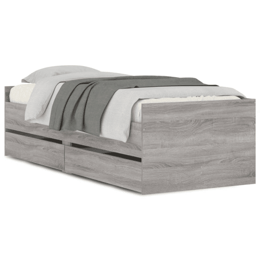 Estrutura de cama de solteiro para adultos com gavetas 100x200 cm cinzento sonoma Estrutura de cama de solteiro para adultos com gavetas 100x200 cm cinzento sonoma