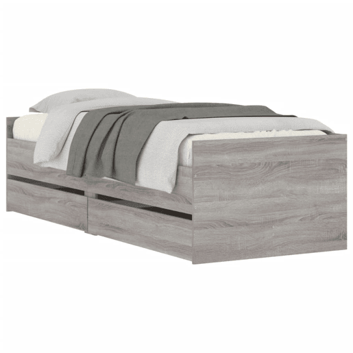 Estrutura de cama de solteiro para adultos com gavetas 100x200 cm cinzento sonoma Estrutura de cama de solteiro para adultos com gavetas 100x200 cm cinzento sonoma