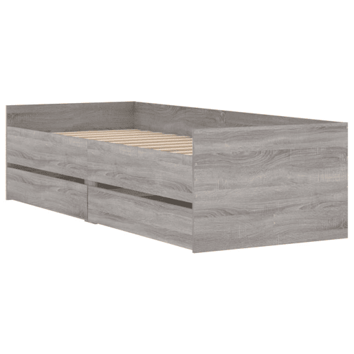 Estrutura de cama de solteiro para adultos com gavetas 100x200 cm cinzento sonoma Estrutura de cama de solteiro para adultos com gavetas 100x200 cm cinzento sonoma