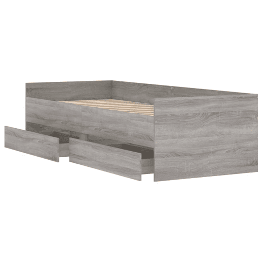 Estrutura de cama de solteiro para adultos com gavetas 100x200 cm cinzento sonoma Estrutura de cama de solteiro para adultos com gavetas 100x200 cm cinzento sonoma