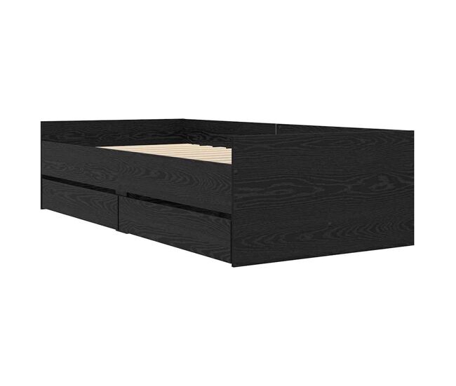 Estructura de cama individual para adultos con cajón - roble negro 100 x 200 cm