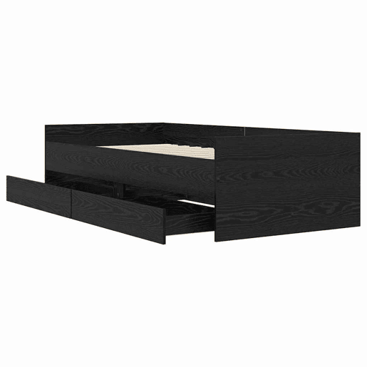 Estrutura de cama de solteiro para adultos com gaveta - Carvalho Preto 100 x 200 cm