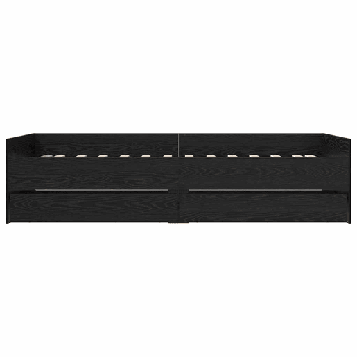 Estrutura de cama de solteiro para adultos com gaveta - Carvalho Preto 100 x 200 cm