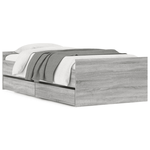 Estrutura de cama de solteiro para adultos com gavetas 90x200 cm cinzento sonoma Estrutura de cama de solteiro para adultos com gavetas 90x200 cm cinzento sonoma