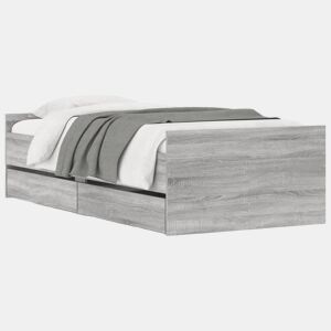 Estrutura de cama de solteiro para adultos com gavetas 90x200 cm cinzento sonoma