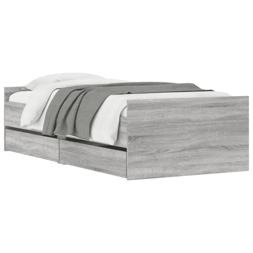 Estrutura de cama de solteiro para adultos com gavetas 90x200 cm cinzento sonoma Estrutura de cama de solteiro para adultos com gavetas 90x200 cm cinzento sonoma