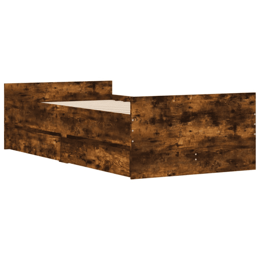 Estrutura de cama de solteiro para adultos com gavetas 90x190 cm carvalho fumado Estrutura de cama de solteiro para adultos com gavetas 90x190 cm carvalho fumado